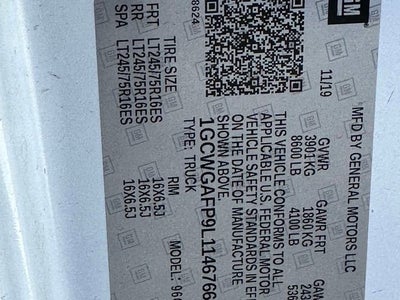 2020 Chevrolet Express Cargo 2500 RWD 2500 135"