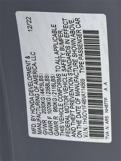 2022 Honda Accord Sedan Sport SE