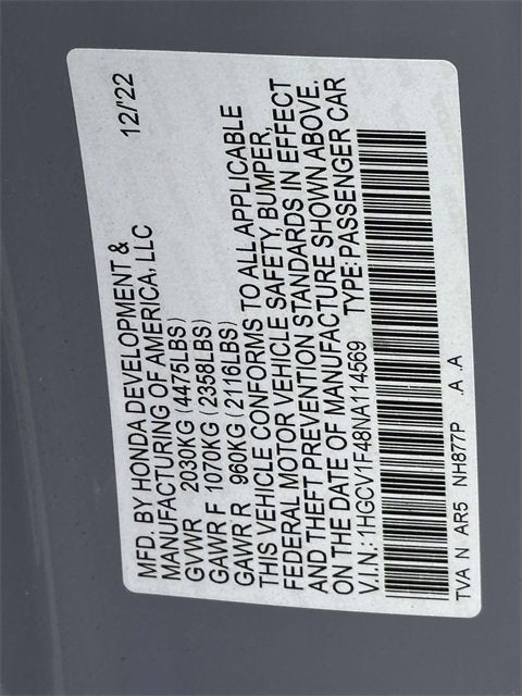 2022 Honda Accord Sedan Sport SE