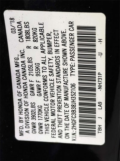 2018 Honda Civic Coupe EX-T