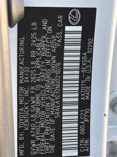 2022 Lexus ES ES 300h Luxury