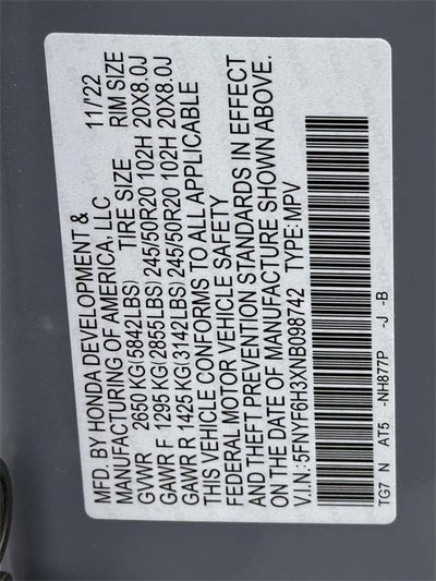 2022 Honda Pilot Sport